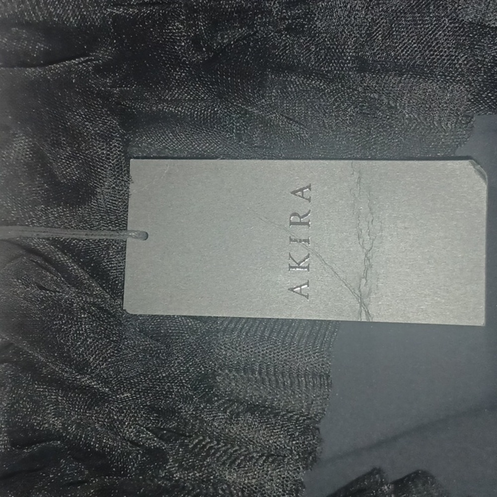 AKIRA Black "AWARD WINNER" Bardot Layers Mesh Ruffles Bodysuit M.